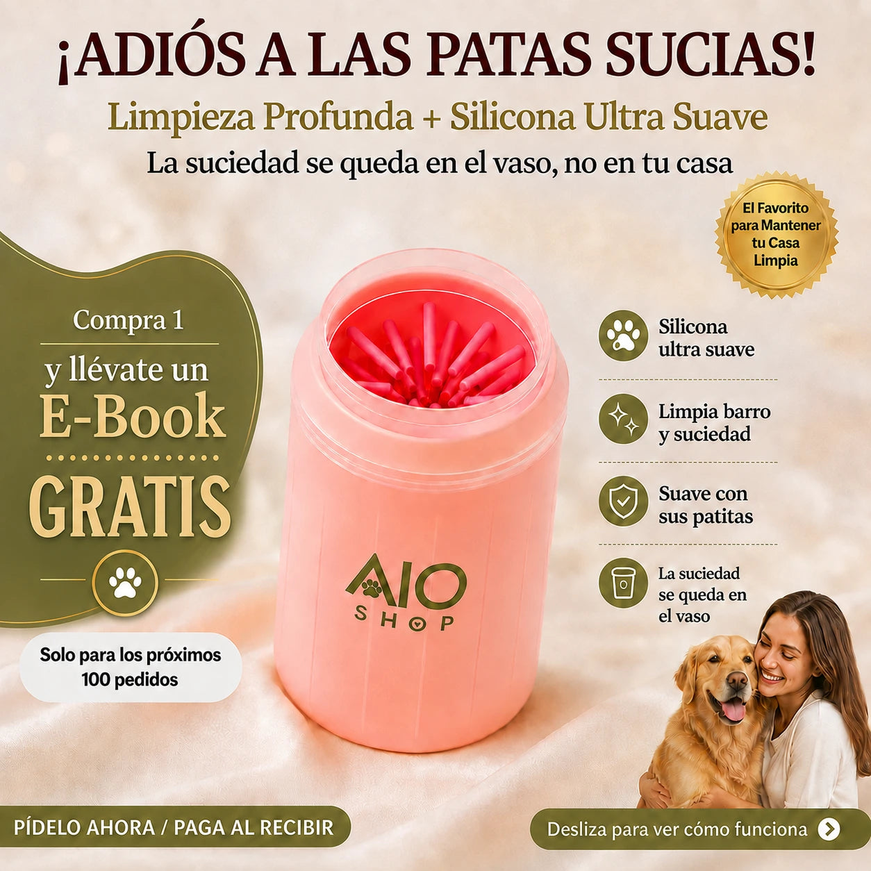 Patas limpias en segundos, sin ensuciar tu casa con PawClean™