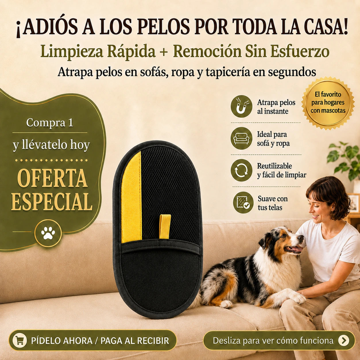 Elimina pelos en segundos, sin ensuciar tu casa con MagicGlove™